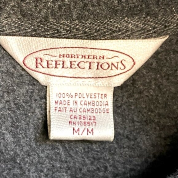 5/&25 Vintage Northern Reflections grey fleece zip vest with snowman M - Picture 6 of 13